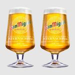 2x San Miguel Especial One Pint 20oz Nucleated Goblet Beer Glass NEW 2022 M22