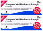 2 x 50g Ibuprofen 10% Anti Inflammatory Sprains Pain Relief Gel - (2 x 50g)