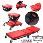 2in1 Mobile Folding Rolling Padded Mechanics Car Creeper Trolley Seat Stool Work