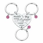 Sister Keyring Gifts for Women 3PCS Matching Heart Puzzle Keychains Big Sister M