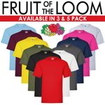 3 & 5 Pack Fruit of The Loom Mens T Shirts 100% Cotton Plain Short Sleeve Tee