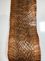 Rare Vintage Genuine Python Snakeskin Leather Hide Tan Brown 145cm X 8cm Approx