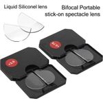 1x Bifocal Stick-On Reading Lenses +1.25-3.0 Liquid Silicone—Portable & Reusable