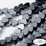 PREMIUM QUALITY FLAT HEART HEMATITE BEADS 6mm HEM28