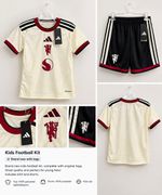 adidas Kids Full Football Kit Shirt & Shorts Set White Black Burgundy