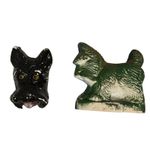 Scottie Dog Chalkware Figurines Green Black Fair Vintage Set Carnival