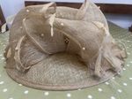 Louise Baker Seeley Wide Brim Hat Beige/Gold - Hat Studio - Feather/Pearl Detail