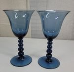 2 VTG IMPERIAL CANDLEWICK ULTRA BLUE WINE/CORDIAL GOBLETS  5 1/2"