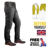 Mens Motorcycle Jeans Motorbike Black Denim Trousers Lined with Kevlar CE Armour