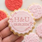 Custom Wedding Cookie Stamp Initials & Date | Fondant Embosser M&S