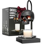 Skull Candle Warmer Lamp with Timer Gothic Home Decor Black Matte Metal Black 5.