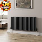 Anthracite Designer Radiator Horizontal Oval Column Double Panel Rad 600x1200mm