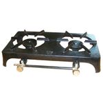 DOUBLE CAST IRON LPG PROPANE BUTANE BOILING TWIN 2 GAS RING OUTDOOR BBQ STOVE