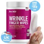 Pet MD Wrinkle Finger Wipes for Dogs & Cats - Debris Cleaner for Skin Folds 50ct