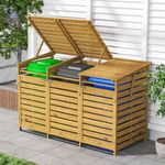 240L Large Triple Wooden Wheelie Bin Store Storage Garden Rubbish Dustbin 3 Shed
