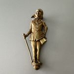 Micawber Figural Metal Door Knocker, Antique Style, Gold Colour, Original