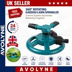 360° Rotating Garden/Lawn Sprinkler 3-Arms System Automatic Watering Irrigation
