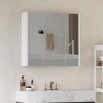 Bathroom Wall Cabinet Storage Cupboard Mirror Wall Mounted White Wooden Shelves