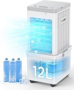 Portable Evaporative Air Cooler 12L 4-in-1 Quiet 35dB 3-Speed 120° Oscillation D