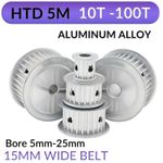 CNC 3D Printer 5M Timing Belt Pulley Gear Bore 5mm-25mm 10T-100T 15mm Belt Wide 