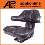 Universal Suspension Seat w/ Arm Rest Tractor Dumper Forklift Mower Digger Black