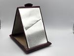Antique folding campaign mirror - burgundy / purple leather shaving mirror