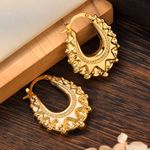 LARGE SIZE VICTORIAN 9CT GOLD SPIKED GYPSY CREOLE EARRINGS GOLD FILLED UK