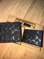 3 in 1 Coach Black Wallets and Keychain Set