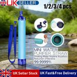 1/4x Portable Camping Hiking Emergency Life Survival Purifier Water Filter Straw