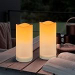2 Pack Solar Powered Outdoor Candles Waterproof LED Flameless Pillar Candle New