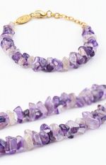 Natural Amethyst Necklace & Bracelet Set  Handmade Purple Gemstone Jewelry Gift