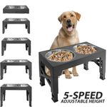 Large Dog Food Feeding Stand Station Stainless Double Raised Bowls Steel Holder