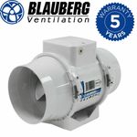 Blauberg Turbo-E In-Line Mixed Flow Extractor Fan 4" 100mm Bathroom