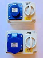 Interlocked switched socket Single phase 3pin 16A 32A 240v Blue Wall mounted 44