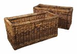 SOLID WOOD RATTAN WICKER BOOKCASE BASKET SET NEW INDIAN FURNITURE