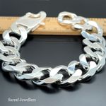 Solid 925 Sterling Silver 20mm Mens Heavy Curb Bracelet 9" 113gr Brand NEW