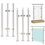 316 Stainless Steel Balustrade Posts with Glass Clamps Fence Stair Railing Poles