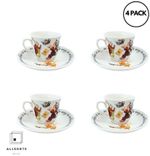 Alice In Wonderland Espresso Cup & Saucer Set of 4  Espresso Coffee Cups
