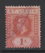 M26015 St. Lucia 1920 SG86 KGV: 1/- orange brown. FU, Cat £48