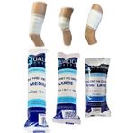 Qualicare Sterile First Aid Non-Woven Dressing Sewn to Stretch Bandage Wound HSE