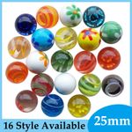 25mm Glass Marbles Bead Coloured Traditional Vintage Classic Toy Game Decoration