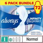72 x Always Infinity Pads Normal Size 1 Flex Protect with Wings