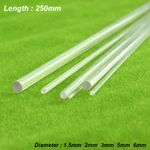 250mm Clear Rod Perspex Solid Round Bar Diameter 1.5mm-6mm Craft Model