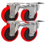 4 x Heavy Duty 100mm 700KG Rubber Swivel Castor Wheels Trolley Furniture Caster