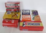 Bundle Of 6 Vintage Food Brand Tins KitKat, Bisto, Kelloggs, Penguin & 2 Clubs