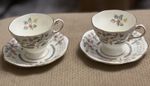 Vintage EB Foley Bone China Cups & Saucers 2 Sets Floral Pattern 2524 READ ALL