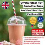 Clear Plastic Smoothie Cups with Dome Lids 8oz 10oz 12oz 16oz Reusable