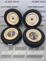 5.5"x14" JBW SMOOTHIE OLD ENGLISH WHITE & TYRES FITS MORRIS MINORS (x4)