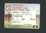 Liverpool v Aston Villa 2008-2009 Premier League Ticket 22/03/2009