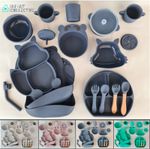 Infant Collective Baby Silicone Feeding Set, Large 19pc, Medium 10/9pc, Gift Set